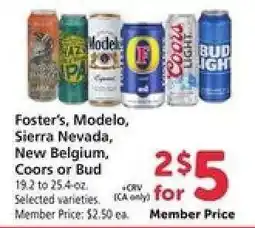 Safeway Foster's, Modelo, Sierra Nevada, New Belgium, Coors or Bud offer