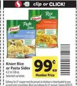 Safeway Knorr Rice or Pasta Sides offer