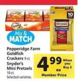 Safeway Pepperidge Farm Goldfish Crackers / Snyder's Mini Pretzels offer