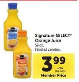 Safeway Signature Select Orange Juice offer