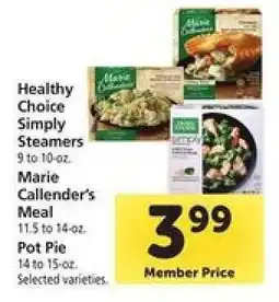 Safeway Healthy Choice Simply Steamers / Marie Callender's Meal / Pot Pie offer