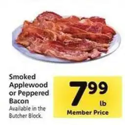 Safeway Smoked Applewood or Peppered Bacon offer