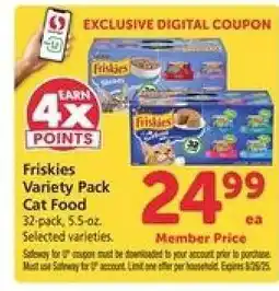 Safeway Friskies Variety Pack Cat Food offer