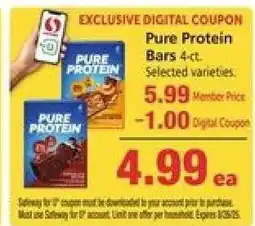 Safeway Pure Protein Bars offer