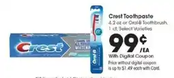 Kroger Crest Toothpaste offer