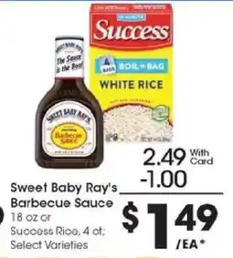 Kroger Sweet Baby Ray's Barbecue Sauce or Success Rice offer