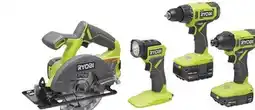 The Home Depot RYOBI 18V 4-Tool 1.5Ah/4.0Ah Kit offer