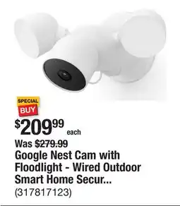 The Home Depot Google Nest Cam with Floodlight - Wired Outdoor Smart Home Security Camera offer