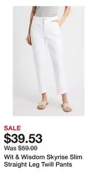 Nordstrom Wit & Wisdom Skyrise Slim Straight Leg Twill Pants offer