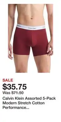 Nordstrom Calvin Klein Assorted 5-Pack Modern Stretch Cotton Performance Boxer Briefs offer