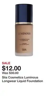 Nordstrom Siia Cosmetics Luminous Longwear Liquid Foundation offer