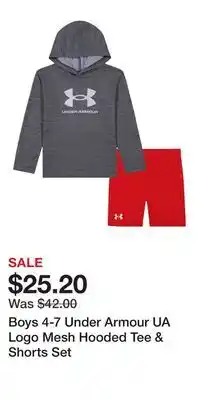 Kohl's Boys 4-7 Under Armour UA Logo Mesh Hooded Tee & Shorts Set offer