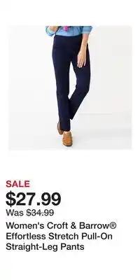 Kohl's Women's Croft & Barrow Effortless Stretch Pull-On Straight-Leg Pants offer