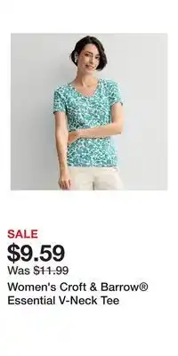 Kohl's Women's Croft & Barrow Essential V-Neck Tee offer