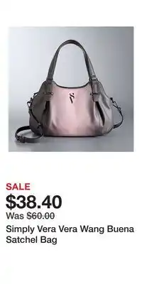 Kohl's Simply Vera Vera Wang Buena Satchel Bag offer