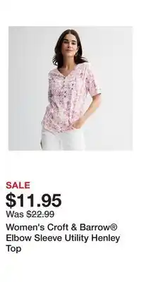 Kohl's Women's Croft & Barrow Elbow Sleeve Utility Henley Top offer
