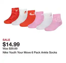 Dick's Sporting Goods Nike Youth Your Move 6 Pack Ankle Socks offer