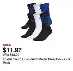 Dick's Sporting Goods adidas Youth Cushioned Mixed Crew Socks - 6 Pack offer