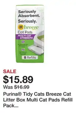 Petsmart Purina Tidy Cats Breeze Cat Litter Box Multi Cat Pads Refill Pack - Extra Strength, 8 Count offer