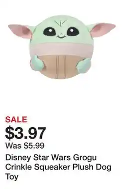 Petsmart Disney Star Wars Grogu Crinkle Squeaker Plush Dog Toy offer