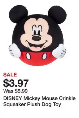 Petsmart DISNEY Mickey Mouse Crinkle Squeaker Plush Dog Toy offer