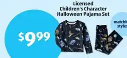 Aldi Licensed children's character halloween pajama set offer