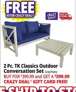Ocean State Job Lot TK Classics 2 Piece Outdoor Conversation Set Gray/Navy offer