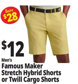 Ocean State Job Lot Men's Famous Maker Stretch Hybrid Shorts or Twill Cargo Shorts offer