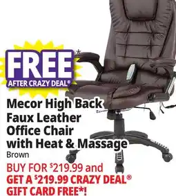 Ocean State Job Lot Mecor High Back Faux Leather Office Chair with Heat & Massage Brown offer