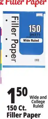Ocean State Job Lot Wide Ruled Filler Paper 150 Sheets offer