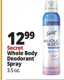 Ocean State Job Lot Secret Whole Body Deodorant Spray offer