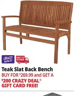 Ocean State Job Lot Teak Slat Back Bench offer