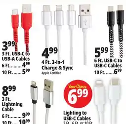 Ocean State Job Lot 3 ft. SB-C to USB-A Cables offer