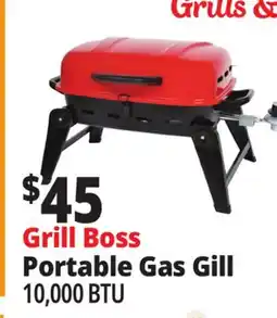 Ocean State Job Lot Grill Boss Portable Propane Grill with Folding Legs 10 000 BTU offer