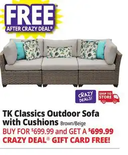 Ocean State Job Lot TK Classics Outdoor Sofa with Cushions Brown/Beige offer