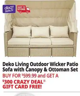 Ocean State Job Lot Deko Living Outdoor Wicker Patio Sofa with Canopy & Ottoman Set offer