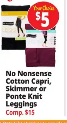 Ocean State Job Lot No Nonsense Cotton Capri, Skimmer or Ponte Knit Leggings offer