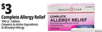 Ocean State Job Lot Health Star 25 mg Complete Allergy Relief 100 Tablets offer