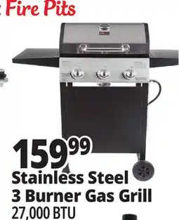 Ocean State Job Lot Stainless Steel 3 Burner Gas Grill offer