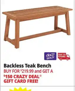 Ocean State Job Lot Backless Teak Bench offer