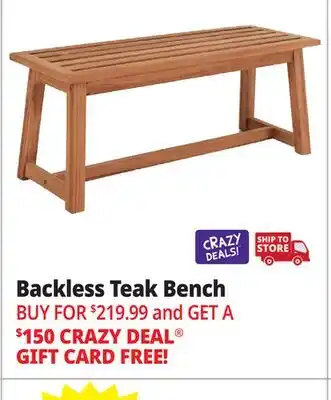 Ocean State Job Lot Backless Teak Bench offer