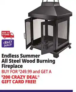Ocean State Job Lot Endless Summer All Steel Wood Burning Fireplace offer