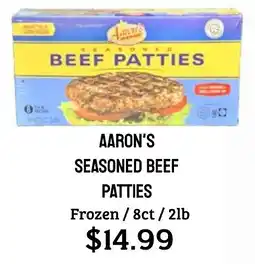 Seven Mile Market Aaron's seasoned beef patties offer