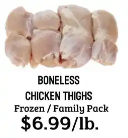 Seven Mile Market Boneless chicken thighs frozen family pack offer