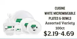Seven Mile Market Cuisine white microwaveable plates & bowls offer