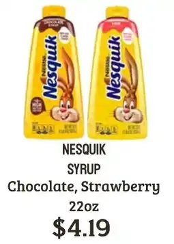 Seven Mile Market Nesquik syrup chocolate, strawberry offer