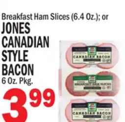 C Town JONES CANADIAN STYLE BACON , 6 Oz. Pkg offer