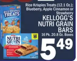 C Town KELLOGG'S NUTRI GRAIN BARS 16 Pk. 20.8 Oz. Boxes offer