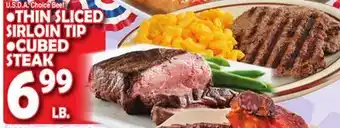 Bravo Supermarkets THIN SLICED SIRLOIN TIP CUBED STEAK offer