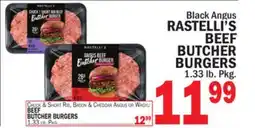 Bravo Supermarkets RASTELLI'S BEEF BUTCHER BURGERS offer